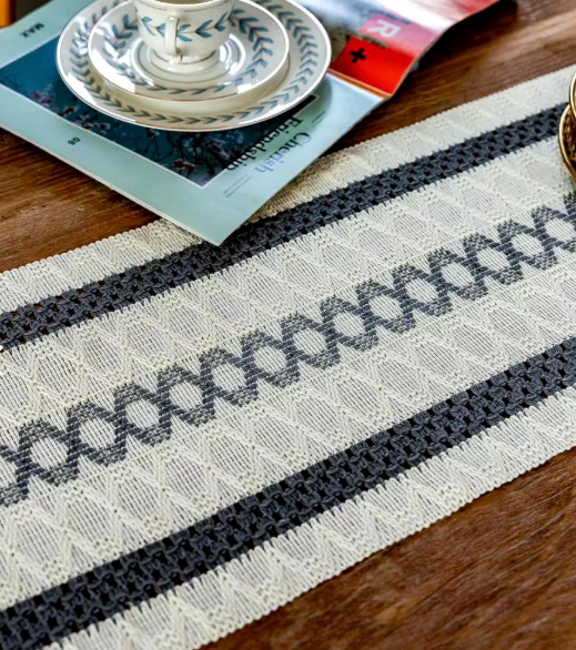 MANTEL CAMINO DE MESA YUTE LINEA 180X30-AZUL